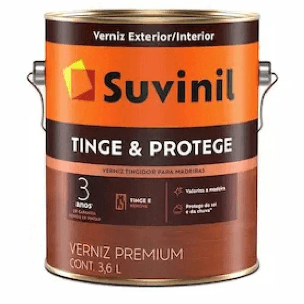 Verniz Brilhante Tinge & Protege Suvinil 3,6L (Escolha a Cor)