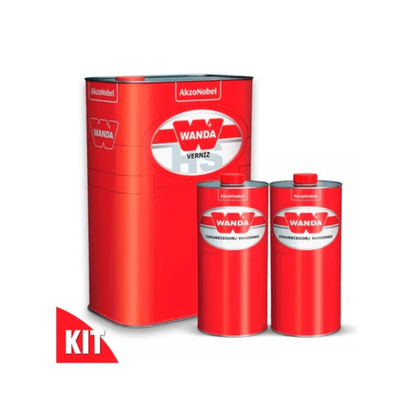 Kit Verniz PU 9100 4 Litros + 2 Endurecedores 3093 de 1 litro - Alto Sólidos Wanda