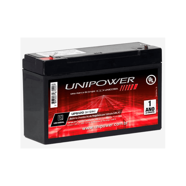 Bateria Estacionária 6V 12Ah UP6120 VRLA UNIPOWER