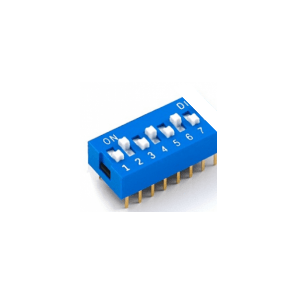 Dip Switch 7 Vias Azul 180 Graus