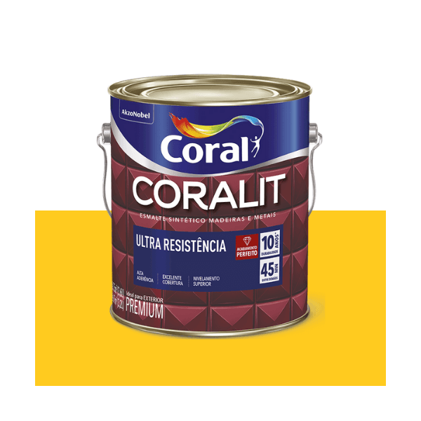 ESMALTE CORALIT ULTRA AMARELO ALTO BRILHO 3,6L