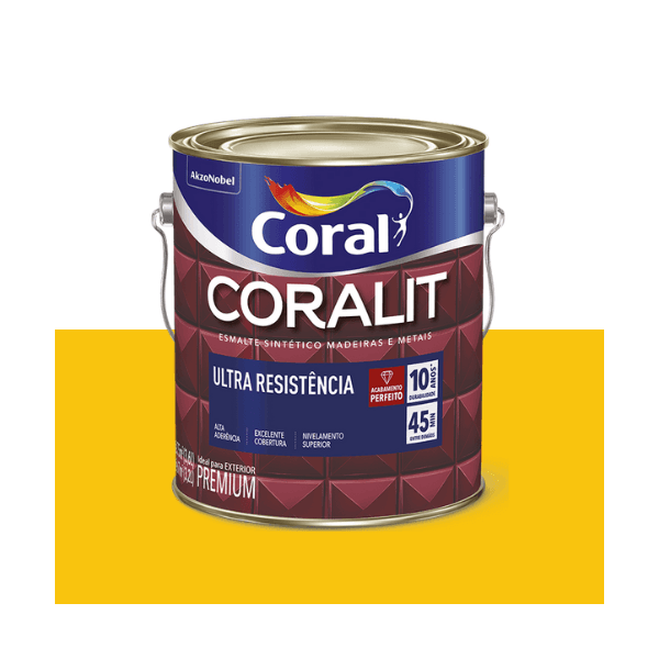ESMALTE CORALIT ULTRA AMARELO TRATOR ALTO BRILHO 3,6L