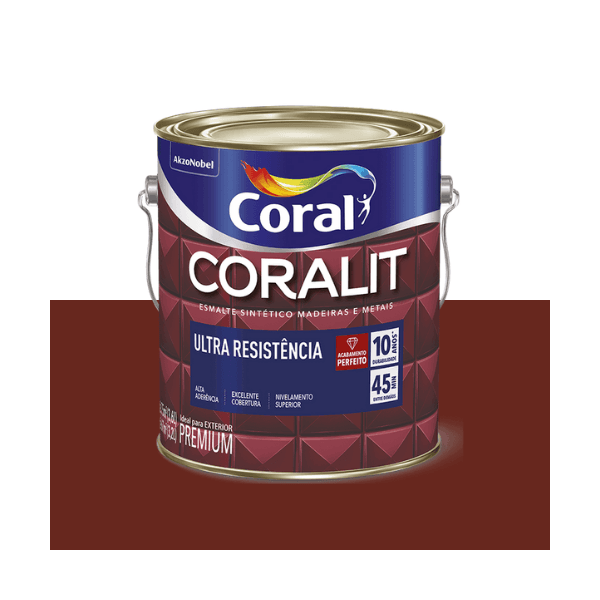 ESMALTE CORALIT ULTRA MARROM ALTO BRILHO 3,6L