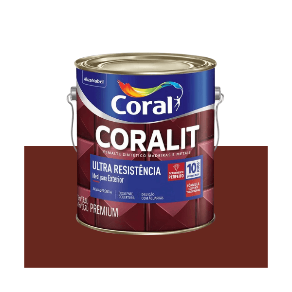 ESMALTE CORALIT ULTRA MARROM ACETINADO 3,6L