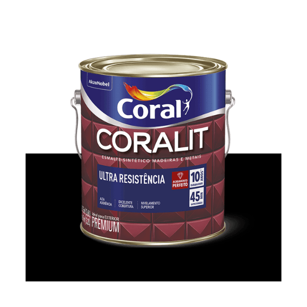 ESMALTE CORALIT ULTRA PRETO FOSCO 3,6L