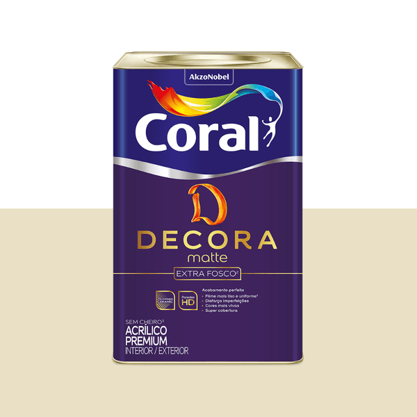 TINTA CORAL DECORA MATTE ALGODÃO EGÍPCIO 18L ACRÍLICO PREMIUM FOSCO PAREDES HD