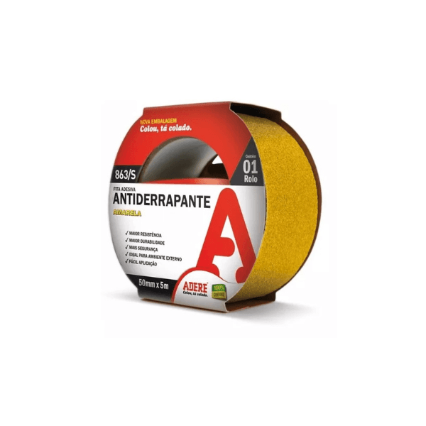 FITA ANTIDERRAPANTE AMARELA 50MM X 5M ADERE