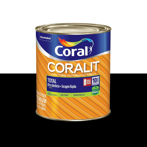 CORALIT TOTAL PRETO FOSCO 0,9L BASE ÁGUA (ZERO)