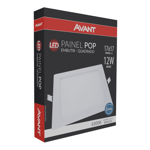 Painel de Led Avant Embutir Quadrado 12W 6500K
