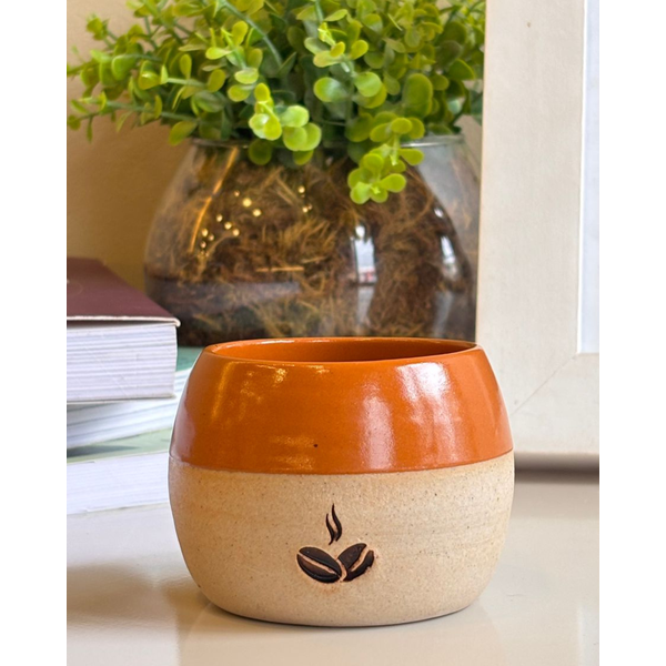 Copo em Cerâmica Branco/Terracota