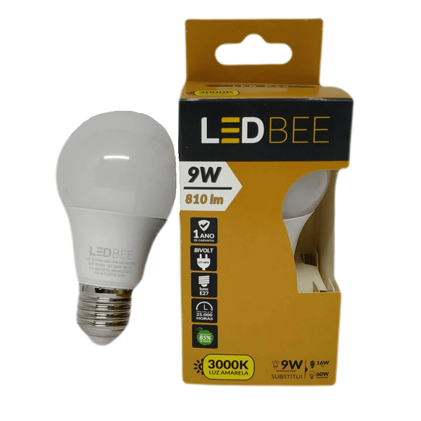 LAMPADA BULBO LED 9W BIVOLT 6500K BCA LEDBEE