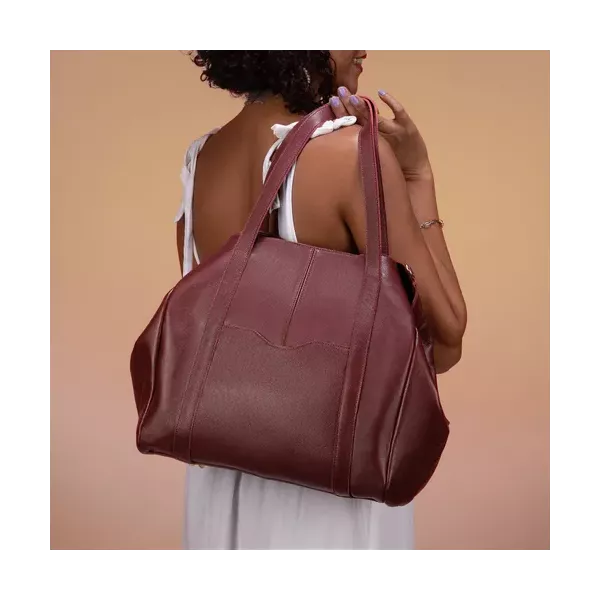 Bolsa Feminina Transversal Tiracolo Ombro Alça Removível e Regulável Tripla em Couro Legítimo - Vinho - Marsala