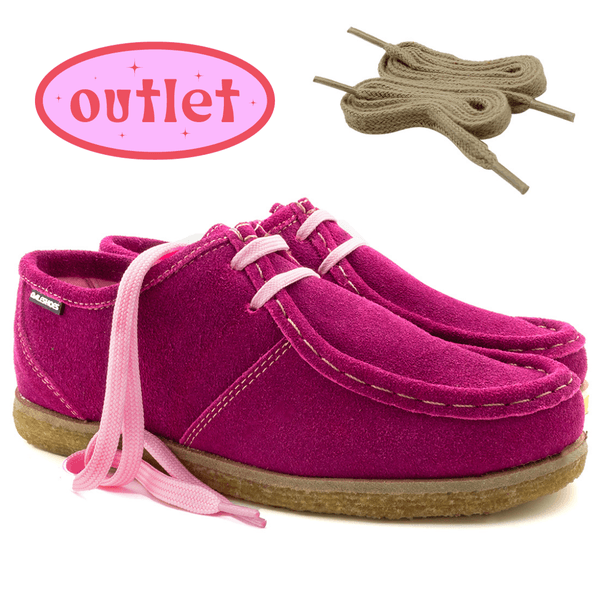 Outlet Sapato London Feminino em couro pink, solado crepe látex e palmilha anatômica.