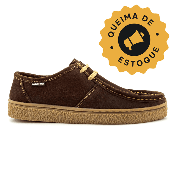 Sapato London Sport couro chocolate, solado borracha âmbar e palmilha anatômica.