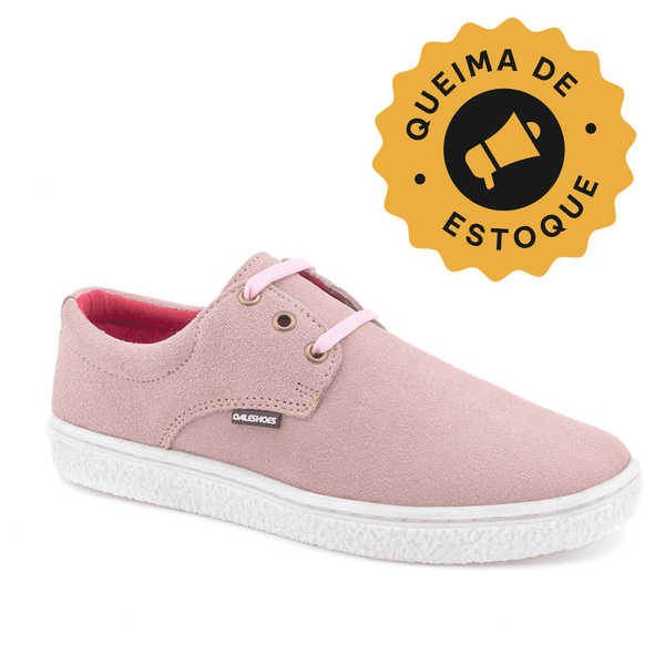 Outlet Sapato SafariSport couro rosa claro, solado borracha e palmilha anatômica.