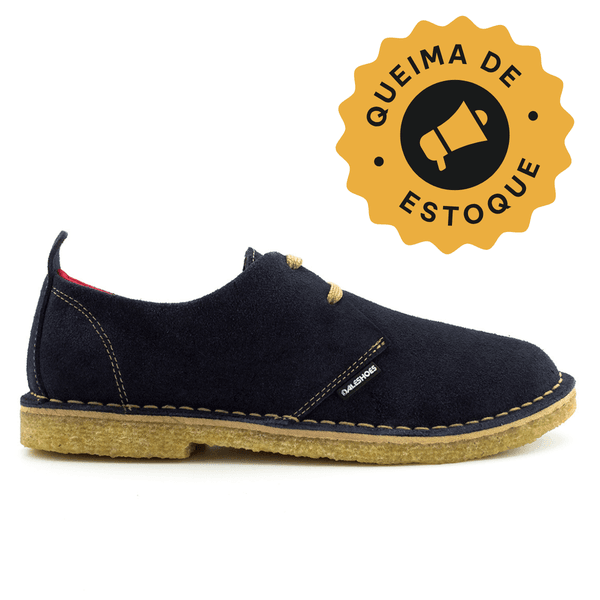 Outlet Sapato Safari Azul Marinho em couro camurça e solado crepe em borracha látex.