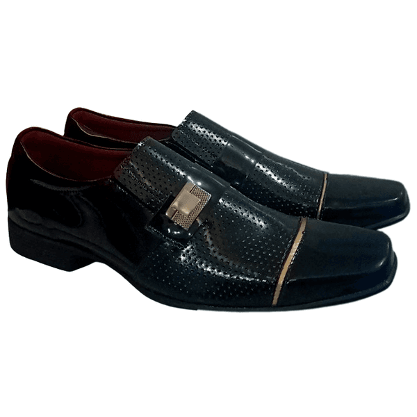 Sapato Social Sintético Preto Verniz