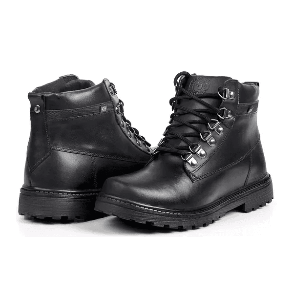 Coturno Masculino Casual em Couro Preto