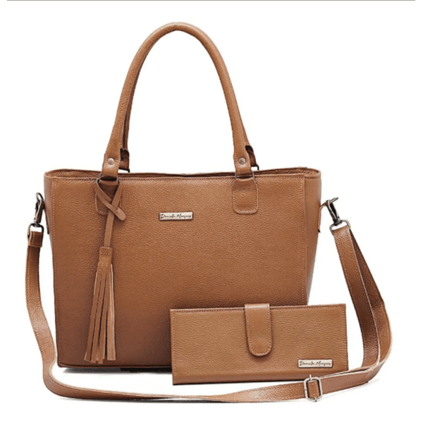 Bolsa Feminina Couro Legitimo 2 Alças +carteira DM-05B