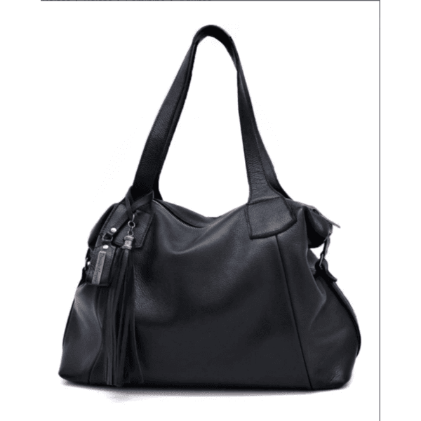 Bolsa grande ombro Couro preta ref:DM-14
