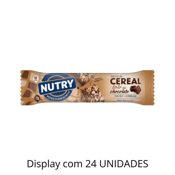 Barra De Cereais Bolo De Chocolate Nutry 22g - Display Com 24 Unidades