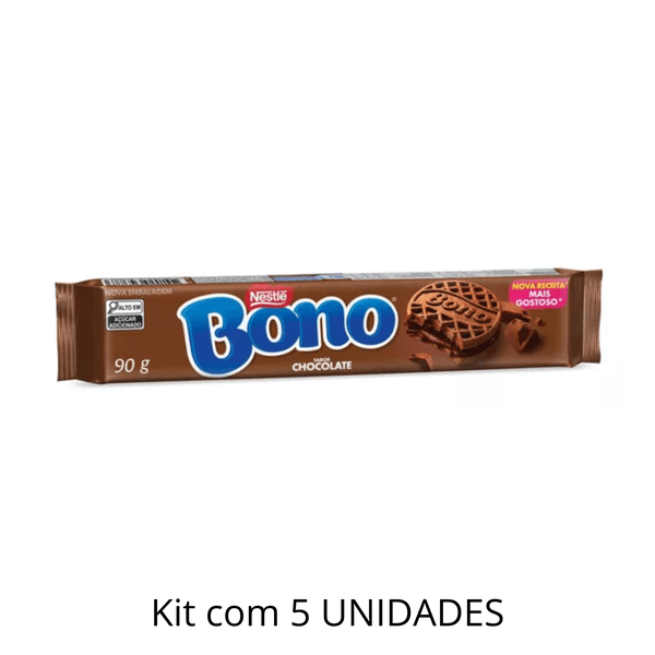 Biscoito Bono Recheado Chocolate 90g - Kit Com 5 Unidades