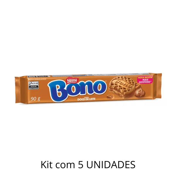 Biscoito Bono Recheado Doce De Leite 90g - Kit Com 5 Unidades