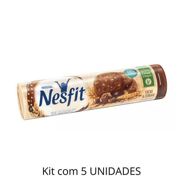 Biscoito Nesfit Cacau & Cereais 160g - Kit Com 5 Unidades