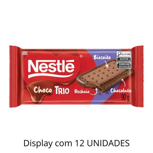 Chocotrio Nestlé Chocolate 90g - Display Com 12 Unidades