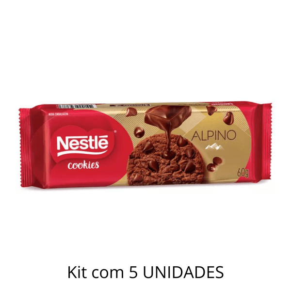 Cookie Alpino Gotas De Chocolate 60g - Kit Com 5 Unidades