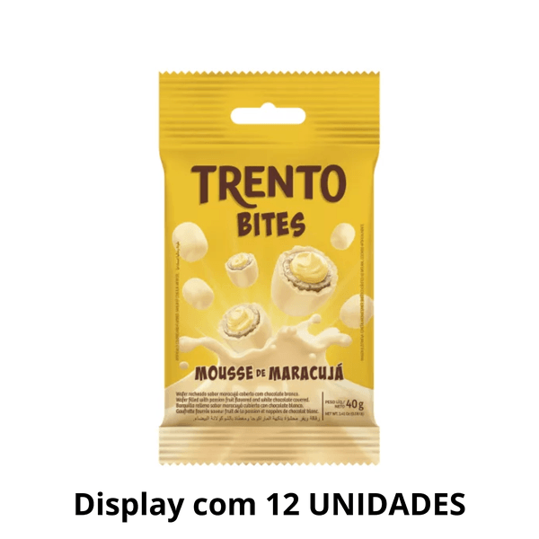 Trento Bites Mousse De Maracujá 40g - Display Com 12 Unidades