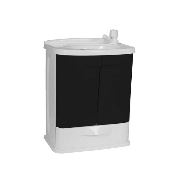 GABINETE COM LAVATORIO 45X32X58CM BRANCO E PRETO