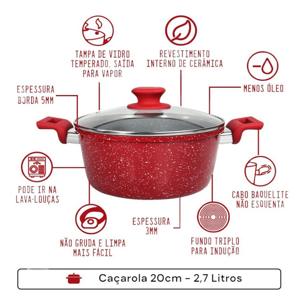  CONJUNTO PANELAS COLORSTONE 4 PEÇAS VOLCANO 