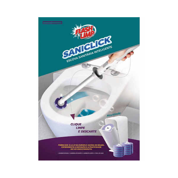 FLASH LIMP SANICLICK, ESCOVA SANITARIA COM REFIL DESCARTAVEL