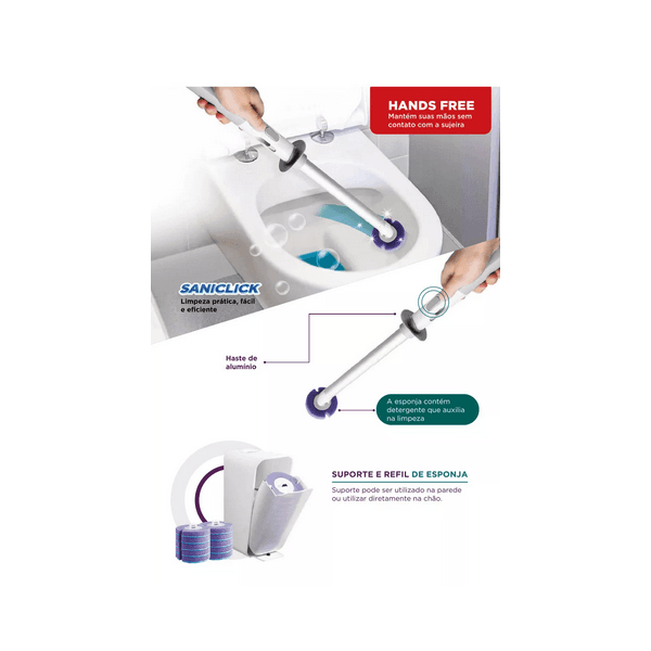 FLASH LIMP SANICLICK, ESCOVA SANITARIA COM REFIL DESCARTAVEL