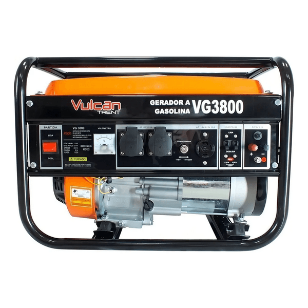 GERADOR GASOLINA 4T 208cc 7HP 3.0kVA 3000WATTS BIVOLT VG3800 VULCAN TRENT