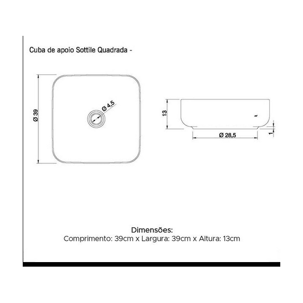 CUBA APOIO SOTTILE QUADRADA TRAVERTINO