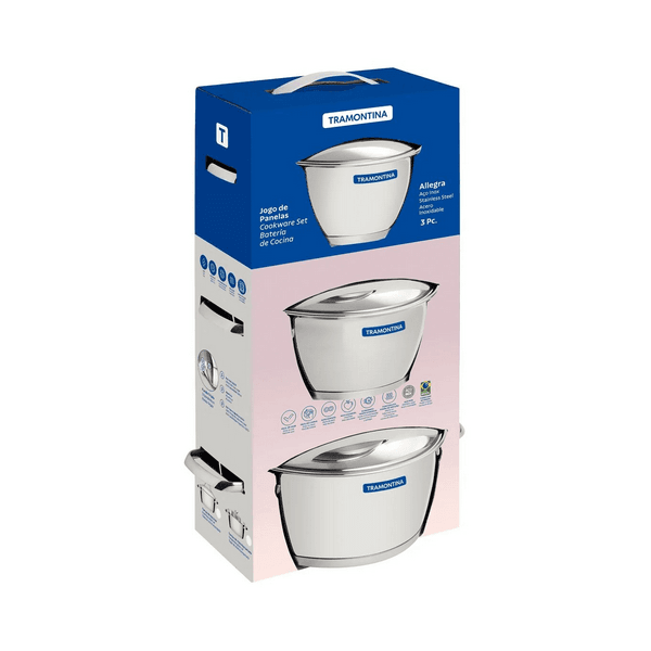 JOGO DE PANELAS ACO INOX 3 PEÇAS ALLEGRA