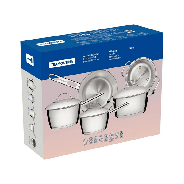 JOGO PANELAS AÇO INOX 5 PEÇAS ALLEGRA