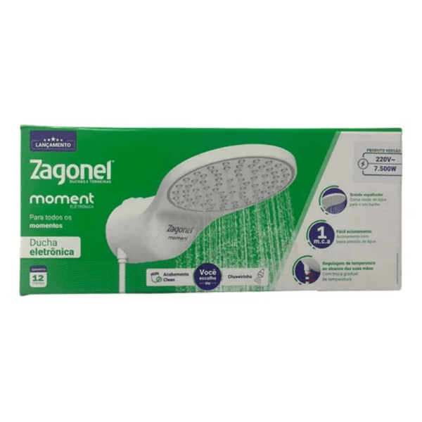 DUCHA ELETRONICA MOMENT BRANCO 220V 7500W ZAGONEL