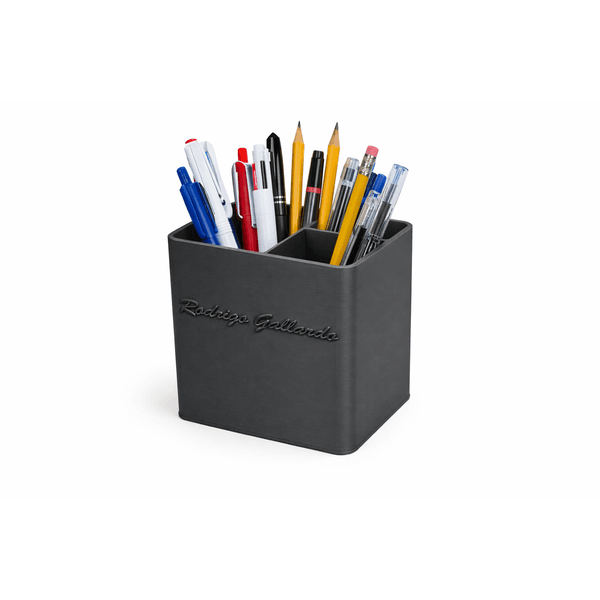 Porta Canetas Personalizavel Deskminder Preto Metalizado