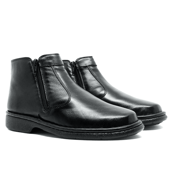 Bota Masculina de Couro Mestiço Conforto com Zíper Café