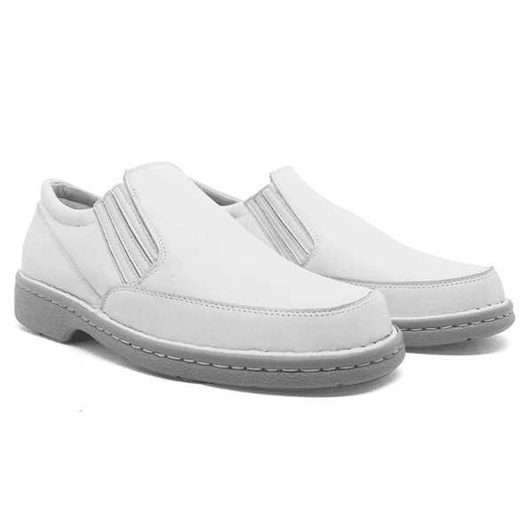 SAPATO BRANCO MASCULINO CONFORTO ENFERMAGEM EM COURO 310