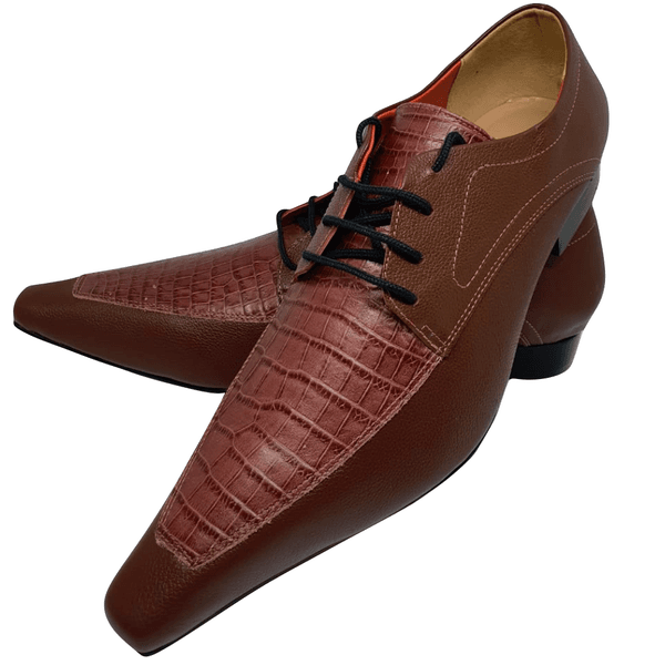 Sapato Masculino Italiano em Couro Social Executivo Marrom Bird Bico Fino Ref: 113 Marrom