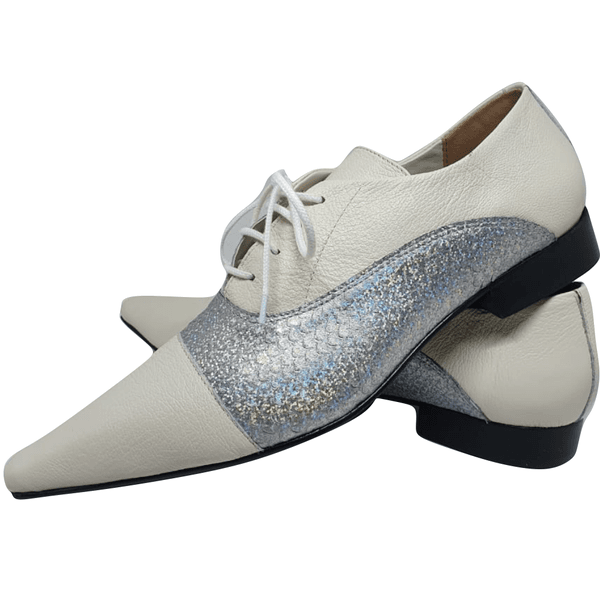 Sapato Masculino Italiano em Couro Social Executivo Branco Truco Bico Fino Ref: 124 Branco
