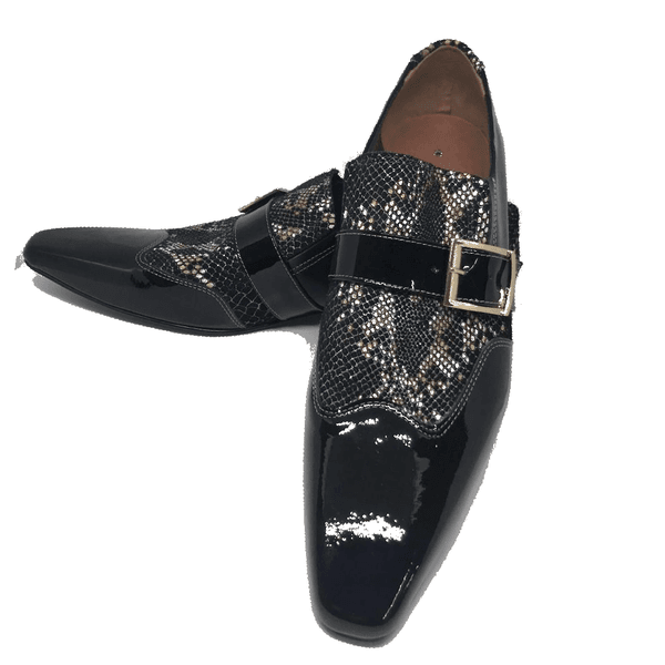 Sapato Masculino Italiano em Couro Social Executivo Cobra Preto Dorothy Bico Fino Ref: 201 Preto
