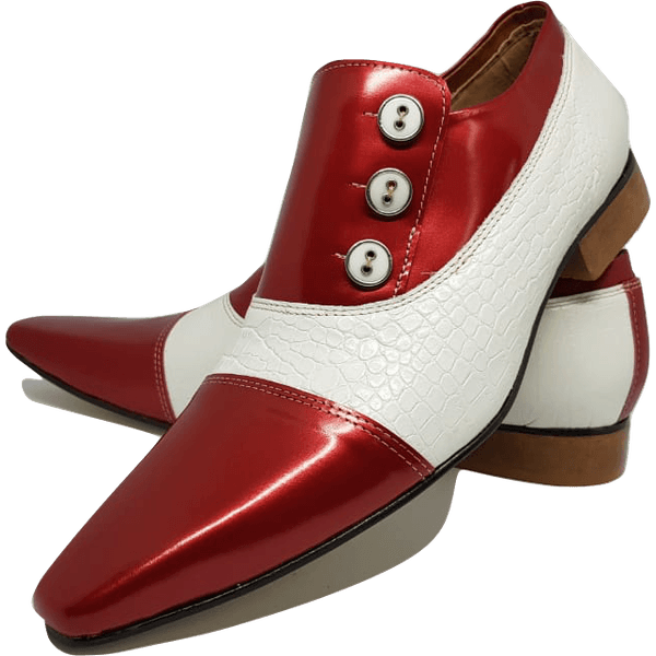 Sapato Masculino Italiano em Couro Social Executivo Vermelho Barbarian Bico Fino Ref: 222 Vermelho