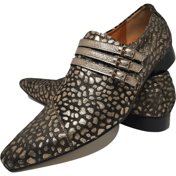 Sapato Masculino Italiano em Couro Social Executivo Dourado Tiger Bico Clássico Ref: 225 Dourado
