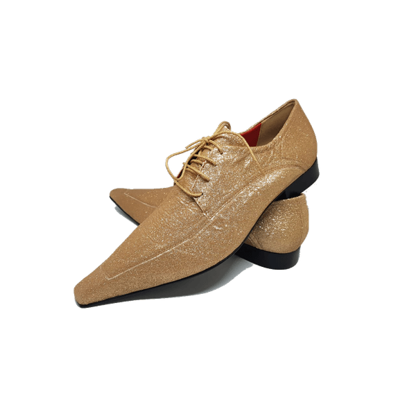 Sapato Masculino Italiano em Couro Social Executivo Dourado Le grand Bico Fino Ref: 231 Dourado