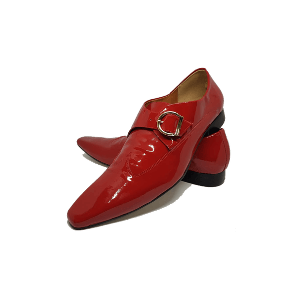 Sapato Masculino Italiano em Couro Social Executivo Vermelho Get Back Bico Fino Ref: 233 Vermelho